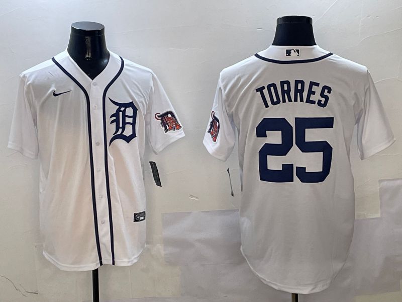 Men Detroit Tigers #25 Torres White Game 2025 Nike MLB Jersey style 3121